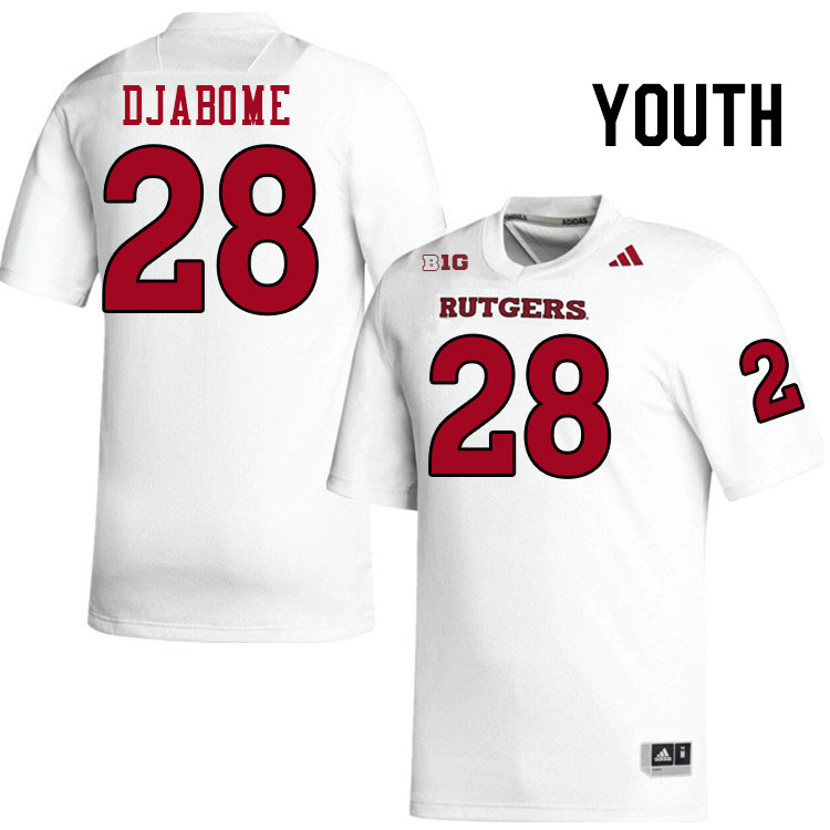 Youth #28 Dariel Djabome Rutgers Scarlet Knights 2024 College Football Jerseys Stitched-White